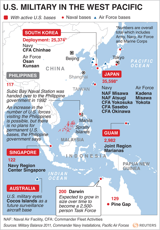 Image result for map image of us naval and military bases in pacific/asia region
