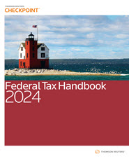 Cover of the 2024 Checkpoint Federal Tax Handbook showing a red and white house overlooking a valley.